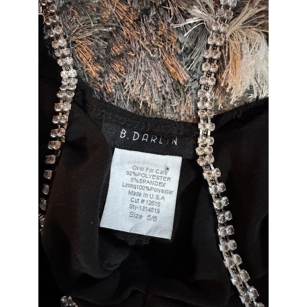 B Darlin Black Rhinestone Strap Evening Gown – Size 5/6 – Formal Prom Dress